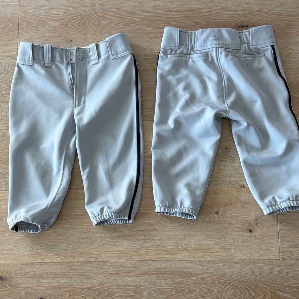 Mizuno Kids Gray Sports Pants with Navy Stripe
